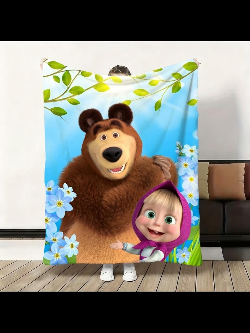 New Masha bear blanket themed fleece throw blanket